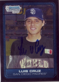 Luis Cruz 2006 Bowman Chrome Future Games #9 (Autograph)