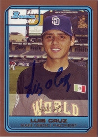 Luis Cruz 2006 Bowman Future Games Gold #9 (Autograph)