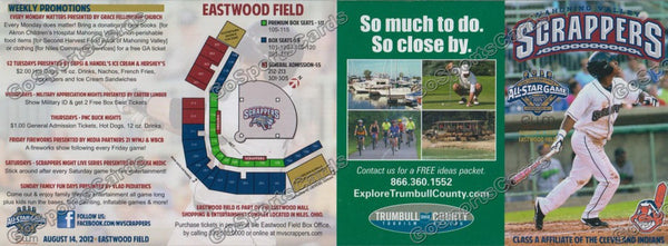 2012 Mahoning Valley Scrappers Pocket Schedule (Flat)(Francisco Lindor)