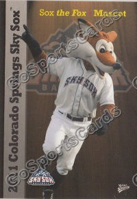 2011 Colorado Springs Sky Sox Sox The Fox Mascot