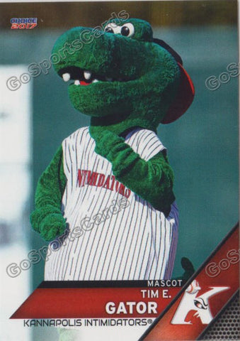 2017 Kannapolis Intimidators Tim E Gator Mascot