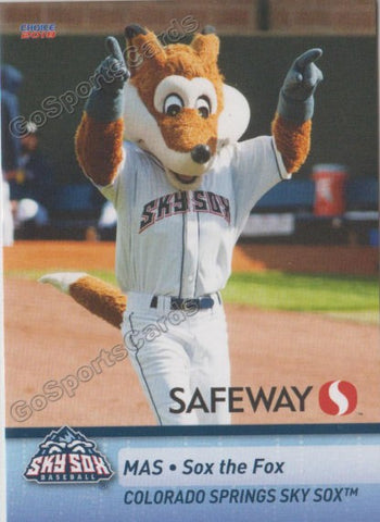 2018 Colorado Springs Sky Sox Sox The Fox Mascot