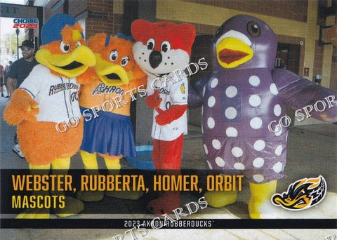 2023 Akron Rubberducks Webster Rubberta Homer Orbit Mascot