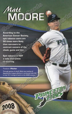 2008 Princeton Rays Matt Moore Jumbo SGA Card (Only 500)