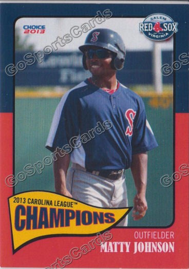 2013 Salem Red Sox Carolina Championship Matty Johnson
