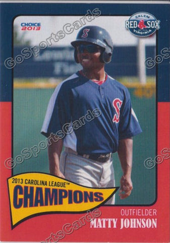 2013 Salem Red Sox Carolina Championship Matty Johnson
