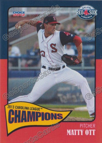2013 Salem Red Sox Carolina Championship Matty Ott