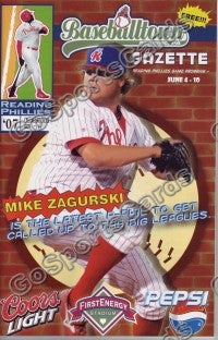 Mike Zagurski 2007 Reading Phillies Gazette Program (SGA)