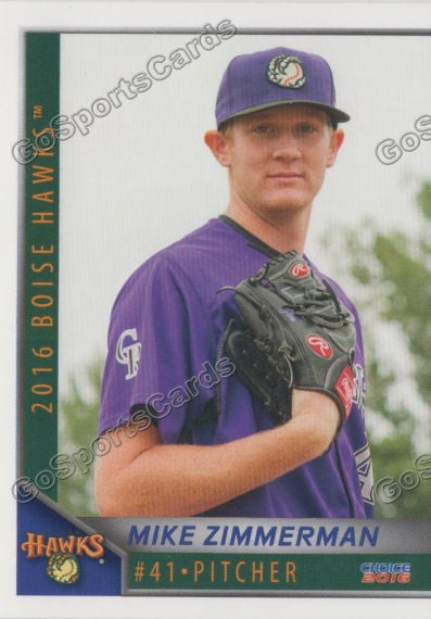 2016 Boise Hawks Michael Mike Zimmerman