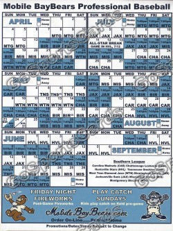2010 Mobile Baybears Pocket Schedule (Flat)