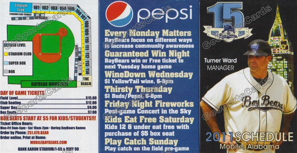 2011 Mobile BayBears Pocket Schedule (Flat)(Turner Ward)