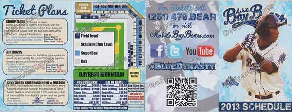 2013 Mobile Baybears Pocket Schedule (Flat)