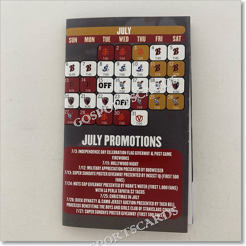 2014 Modesto Nuts Pocket Schedule Go Sports Cards