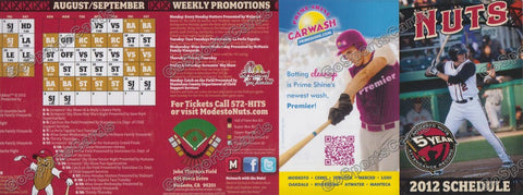 2012 Modesto Nuts Pocket Schedule (5 Year Attendance Record, Flat)