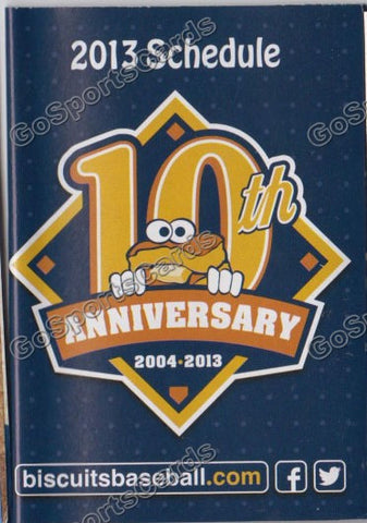 2013 Montgomery Biscuits Pocket Schedule (10th Anniversary)
