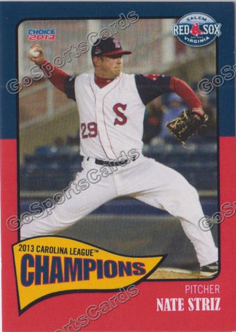 2013 Salem Red Sox Carolina Championship Nate Striz
