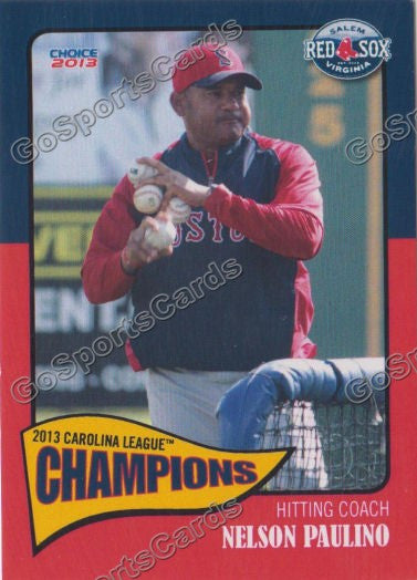 2013 Salem Red Sox Carolina Championship Nelson Paulino