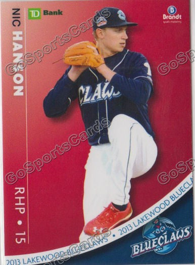 2013 Lakewood BlueClaws SGA Nic Hanson