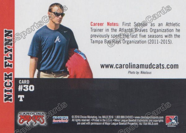 2016 Carolina MudCats Nick Flynn Back of Card