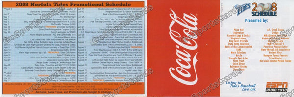 2008 Norfolk Tides A Pocket Schedule (Flat)