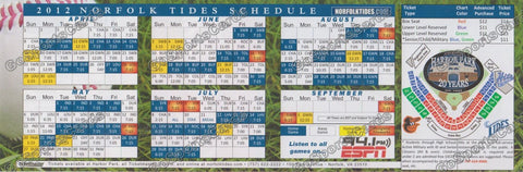 2012 Norfolk Tides Pocket Schedule (Flat)