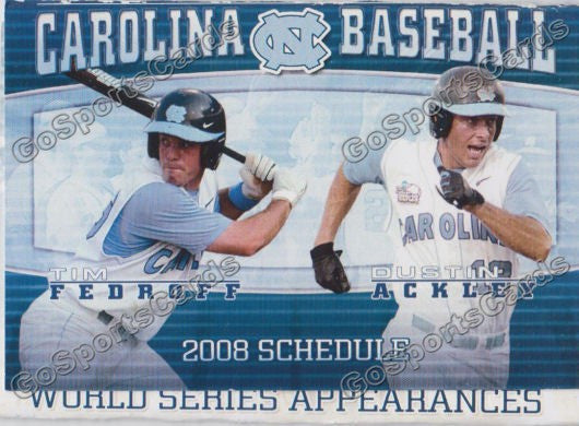 Dustin Ackley Tim Fedroff 2008 North Carolina Tar Heels Pocket Schedule