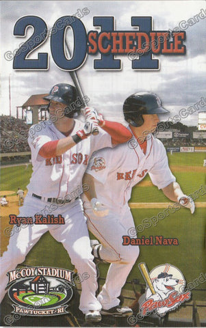 2011 Pawtucket Red Sox Pocket Schedule (Ryan Kalish, Daniel Nava)