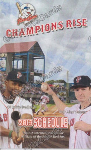 2013 Pawtucket Red Sox Pocket Schedule (Jackie Bradley Jr, Allen Webster)