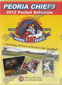 2012 Peoria Chiefs Pocket Schedule 30th Anniversary