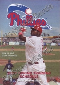 2007 Philadelphia Phillies Spring Training Pocket Schedule (Ryan Howard MVP)
