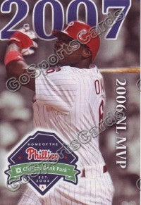 2007 Philadelphia Phillies Pocket Schedule (Ryan Howard MVP)