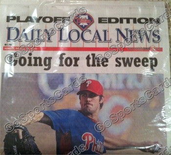 2010 Playoffs Philadelphia Phillies Newspaper "Going for the Sweep" Cole Hamels