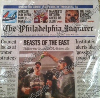 2010 NLCS Champions Philadelphia Phillies Newspaper "Beasts of the East"