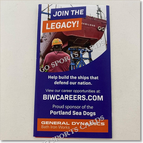 2022 Portland Sea Dogs Pocket Schedule (Triston Casas)