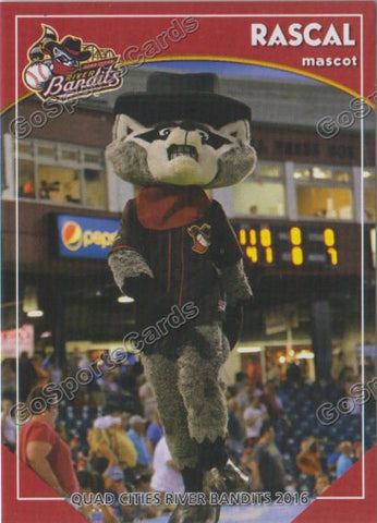 2016 Quad Cities River Bandits Rascal Mascot