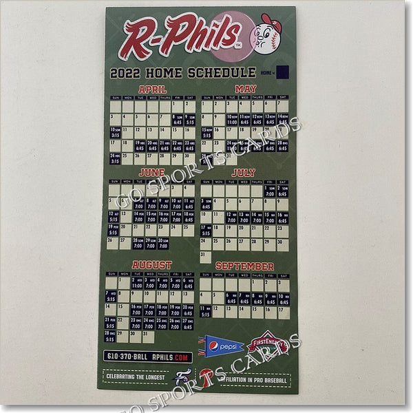 2022 Reading Fightin Phils Pocket Schedule