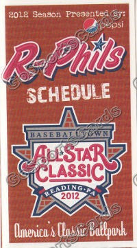 2012 Reading Phillies Pocket Schedule (All Star Game)