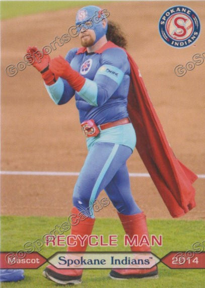 2014 Spokane Indians Recycle Man Mascot