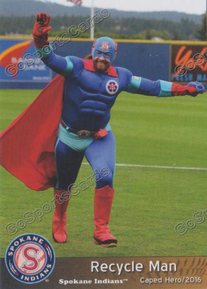 2016 Spokane Indians Recycle Man Mascot
