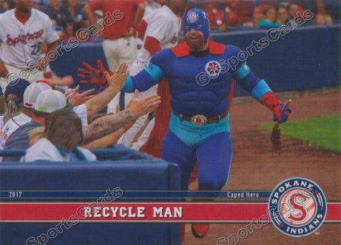 2017 Spokane Indians Recycle Man Mascot