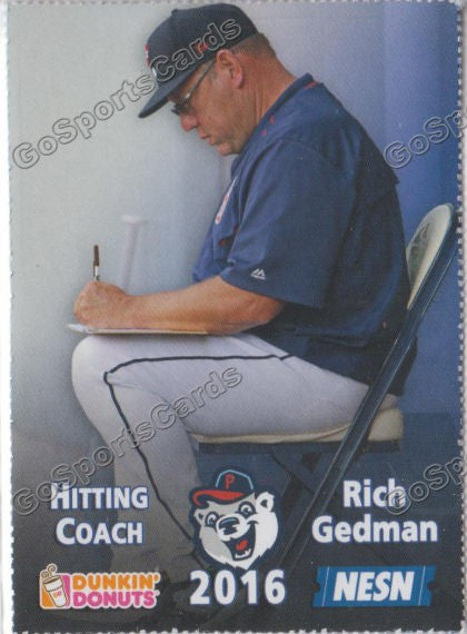 2016 Pawtucket Red Sox SGA Dunkin Donuts  Rich Gedman