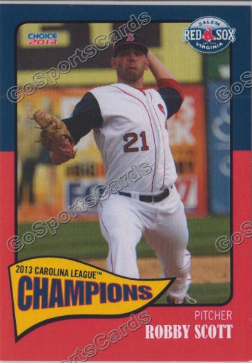 2013 Salem Red Sox Carolina Championship Robby Scott