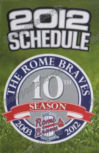 2012 Rome Braves Pocket Schedule
