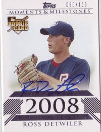 Ross Detwiler 2008 Topps Moments & Milestones 090/150 (Autograph)