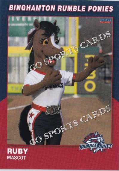 Ruby Rumble Pony 2023 Binghamton Rumble Ponies Ruby Mascot – Go Sports Cards