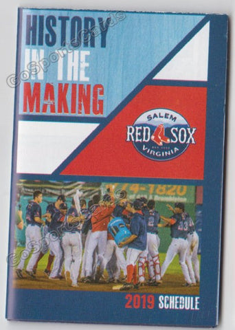 2019 Salem Red Sox Pocket Schedule