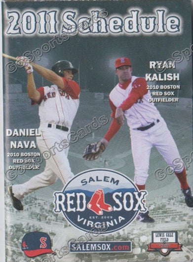 2011 Salem Red Sox Pocket Schedule (Ryan Kalish, Daniel Nava)