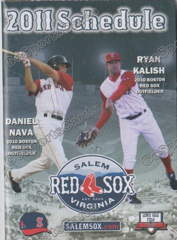 2011 Salem Red Sox Pocket Schedule (Ryan Kalish, Daniel Nava)