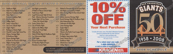 2008 San Francisco Giants Pocket Schedule (Flat)