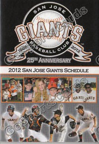 2012 San Jose Giants Pocket Schedule 25th Anniversary